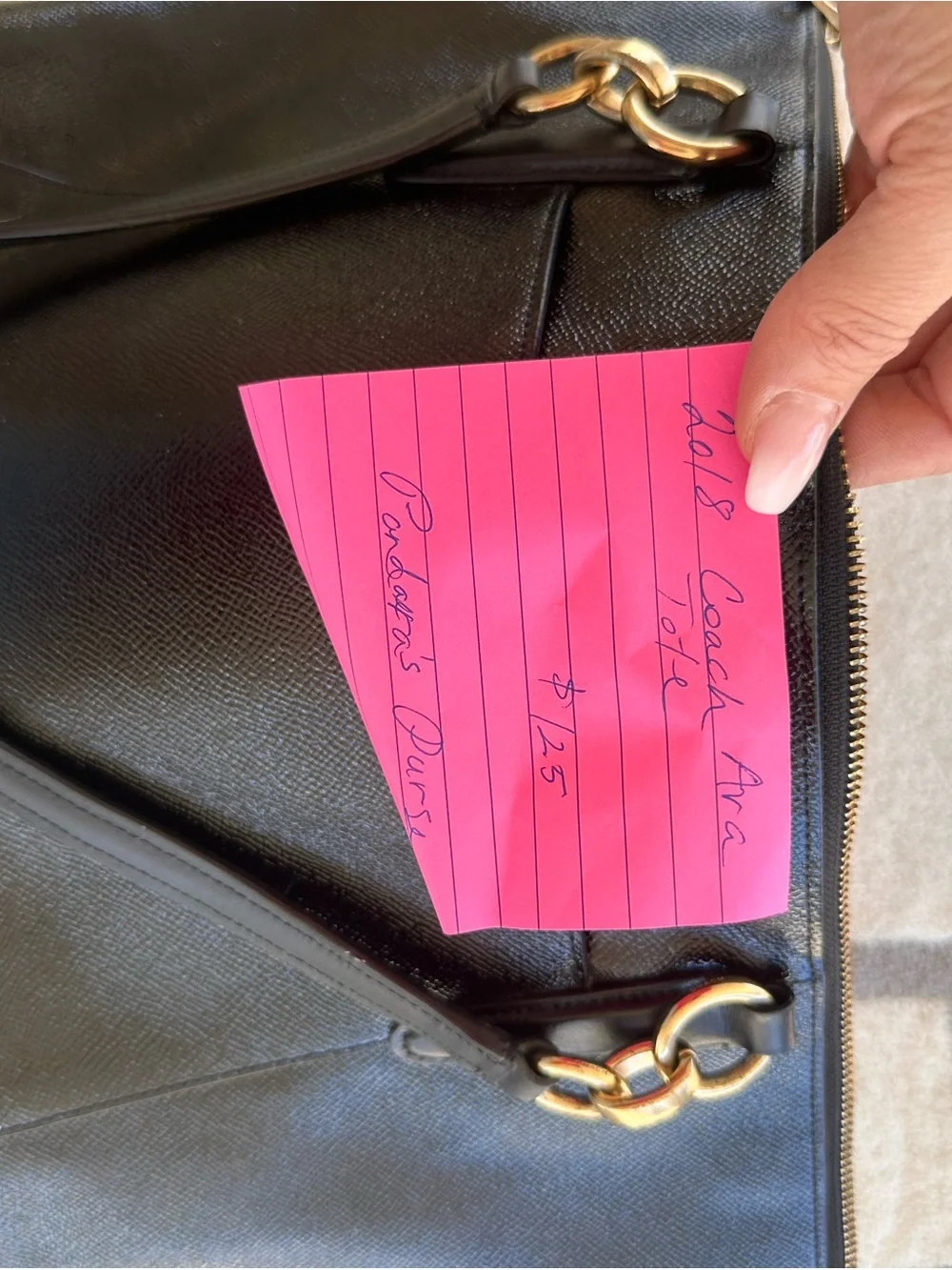 Coach Black Leather Tote with Gold Accents 2018 Ara tote